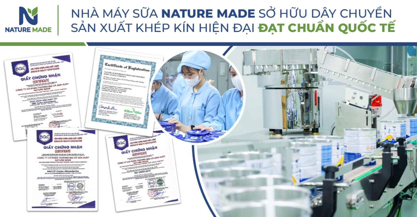 Nhà máy sữa Nature Made sở hữu dây chuyền sản xuất khép kín hiện đại đạt chuẩn quốc tế